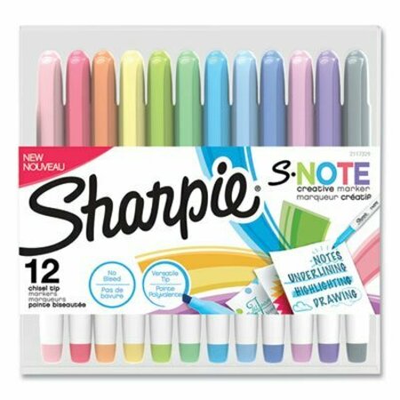 SANFORD Sharpie, S-NOTE CREATIVE MARKERS, CHISEL TIP, ASSORTED COLORS, 12PK 2117329